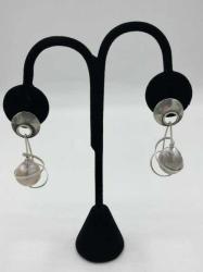 Baroque Pearl and Sterling Earrings with 15k Gold Posts by Fred Tate