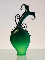 Green  Whimsical Vase by Aaron Tate