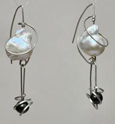 Baroque and Tahitian Black Pearl Earrings by Fred Tate