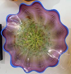 Lg Yellow and Green Speckled with Indigo Rim by Ron and Chris Marrs