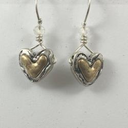 Silver & Gold Heart earrings by Vicki Davis