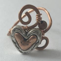 Silver & Copper Heart ring by Vicki Davis