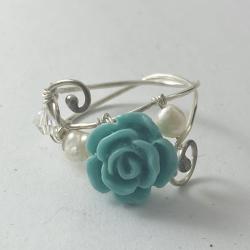 Turquoise rose ring by Vicki Davis