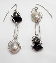 Baroque & Tahitian Pearl Earrings w/ Ebony by Fred Tate