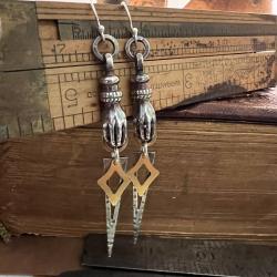 Victorian Hand Geometric Drop Earrings by Carlos Montanaro