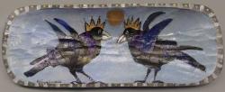 Crowned Crows Painted Dough Bowl by Kim Lanus