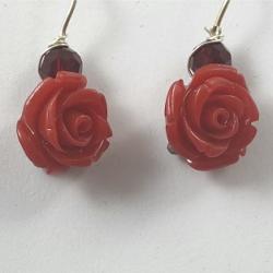 Red Rose earrings by Vicki Davis