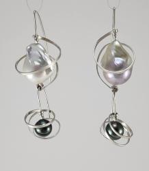 Baroque Pearl and Tahitian black pearl earrings by Fred%20Tate