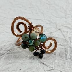 copper crystal jasper flower ring by Vicki Davis