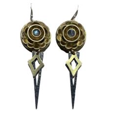 Stacked Flower Drop Earrings with Larimar by Carlos Montanaro