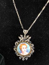 Portrait necklace sterling & 18K  265AOS by Mary Saltarelli