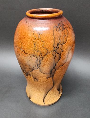 Large Burnt-Orange Horsehair Vase by Silas%20Bradley