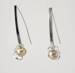 Sterling Silver and Baroque Pearl Earrings by Fred Tate