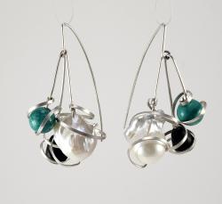 Baroque Pearl Turquoise  Ebony earrings by Fred%20Tate
