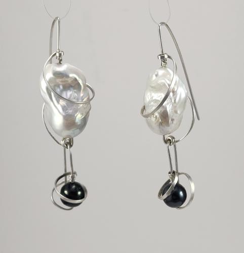 Baroque and Tahitian Pearl Drop Earrings by Fred Tate