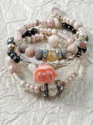 Pink Rose wrap bracelet by Vicki Davis