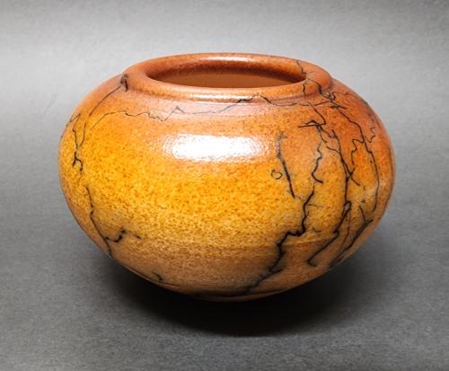 Small Burnt-Orange Horsehair Pot by Silas%20Bradley
