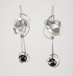 Baroque and Tahitan Black Pearl Earrings by Fred Tate
