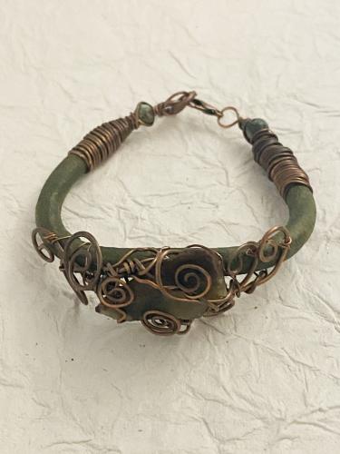 Stone and leather bracelet by Vicki Davis