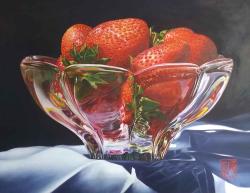 Strawberries In Crystal Bowl by Soon Y Warren